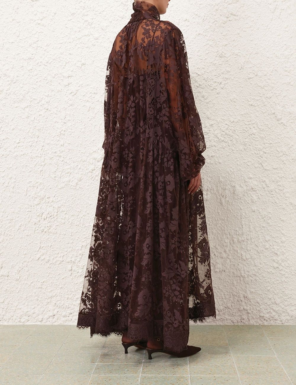 Zimmermann oc11z0725 Illustration Lace Gown in Brown Size XS / US 0-2 / IT 36-38 - 4 Thumbnail