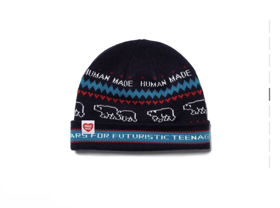 Human Made Human Made Jacquard Beanie Navy HM24GD025 | Grailed