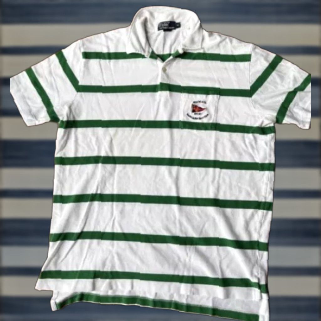 Polo Ralph Lauren VINTAGE Polo Ralph Lauren Yacht Club Striped Polo Shirt Mens XL Size US XL / EU 56 / 4 - 1 Thumbnail