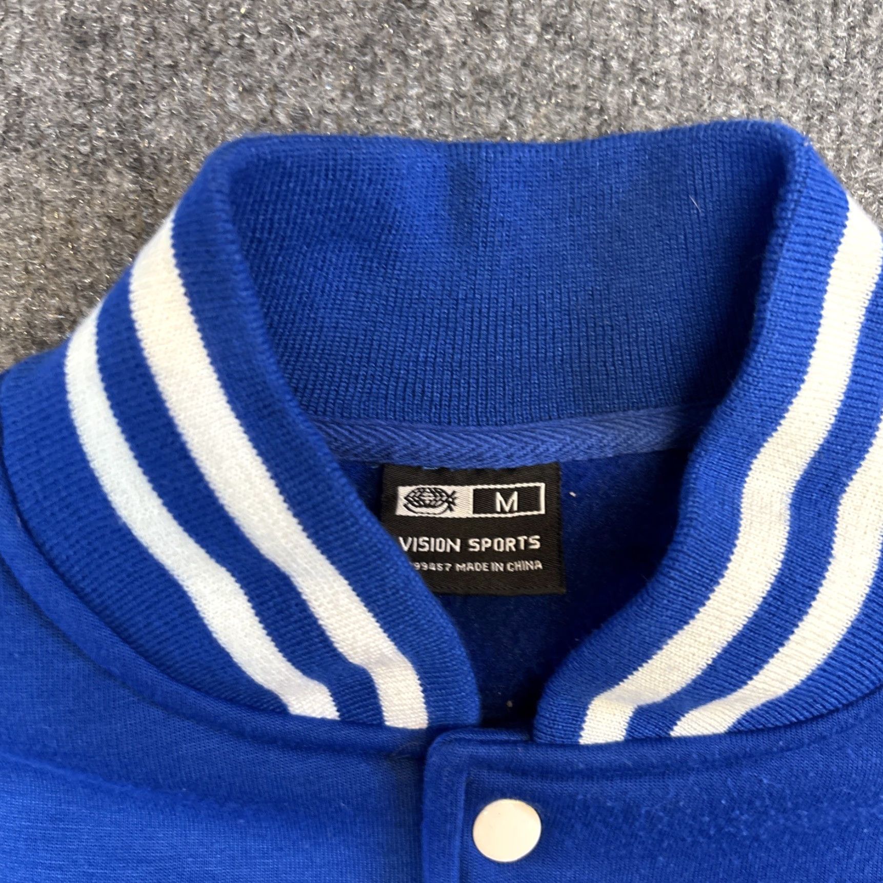 Vintage Vision Sports Letterman Jacket Blank Blue White Adult Medium Snap Button Mens Varsity Jacket Sports Size US M / EU 48-50 / 2 - 2 Thumbnail