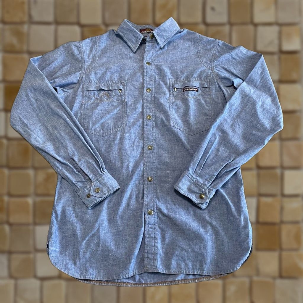 Jordache VINTAGE Jordache Denim Shirt Junior S Blue Snap Button Women Pockets Size S / US 4 / IT 40 - 1 Thumbnail