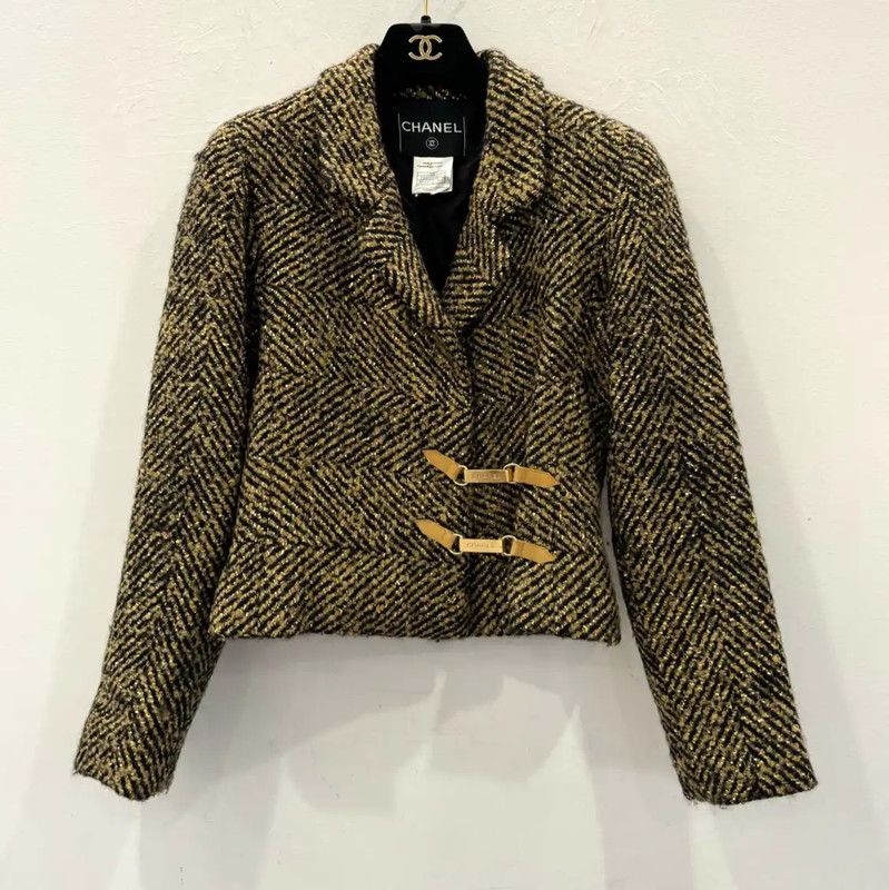 Chanel Chanel Gold Wool Women's Jacket 0089 Size S / US 4 / IT 40 - 1 Thumbnail