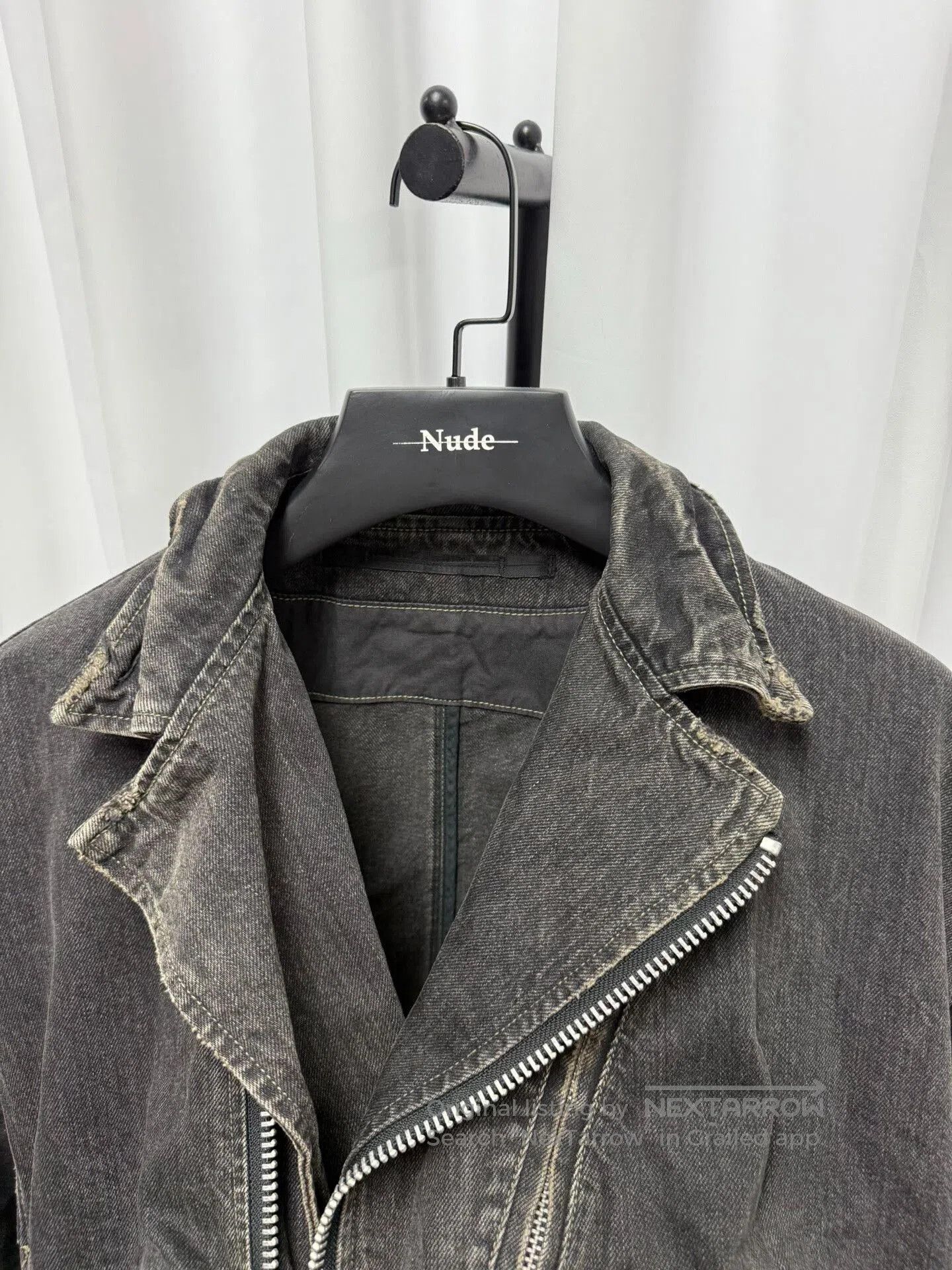 Japanese Brand distressed washed black denim jacket. Size US XL / EU 56 / 4 - 6 Thumbnail