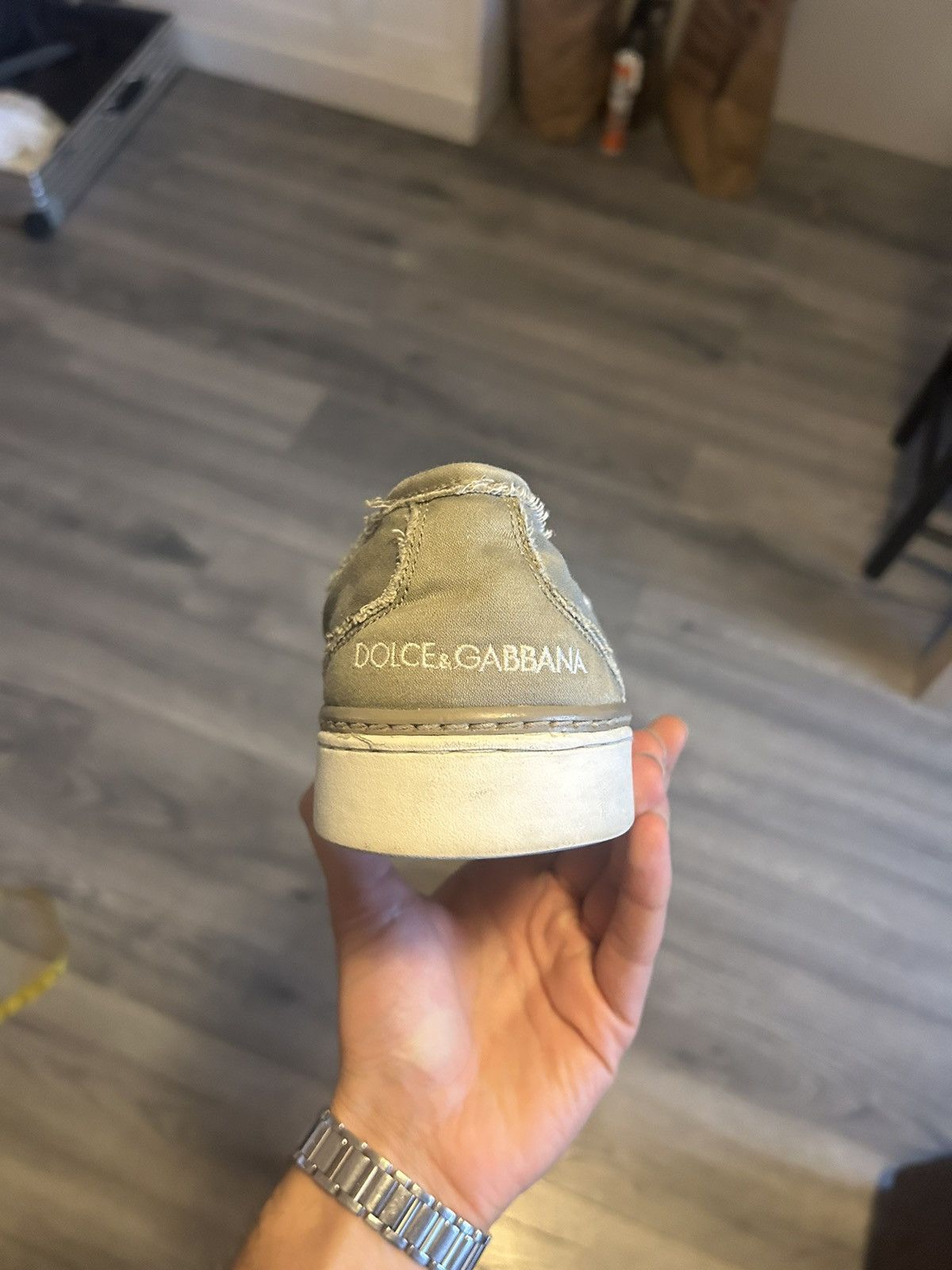 Dolce & Gabbana Dolce & Gabbana Distressed Canvas Horsebit Loafers Size US 11 / EU 44 - 6 Thumbnail
