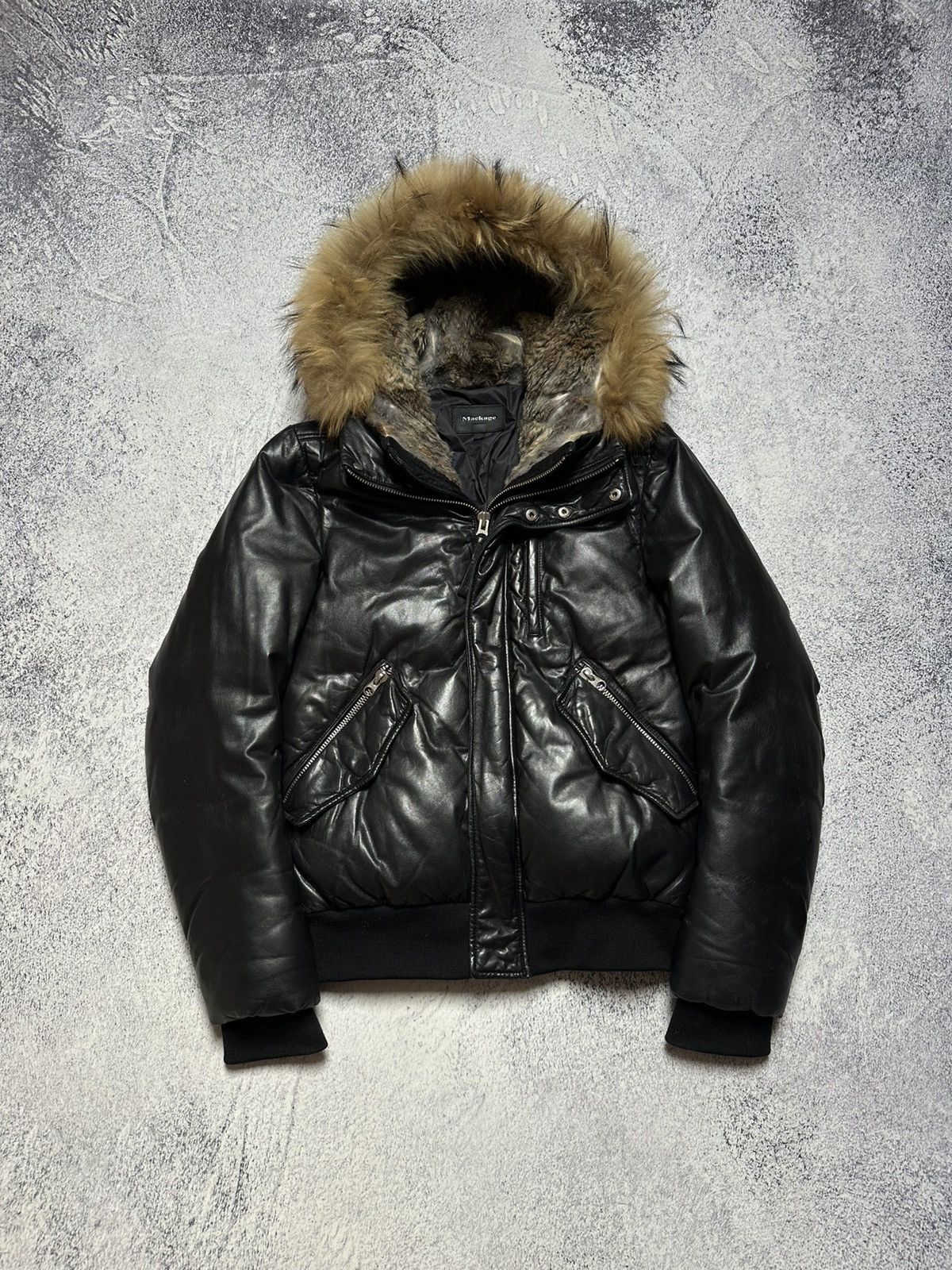 Mackage Mackage Glen Leather Bomber With Hooded Bib And Fur Trim Size US M / EU 48-50 / 2 - 1 Thumbnail