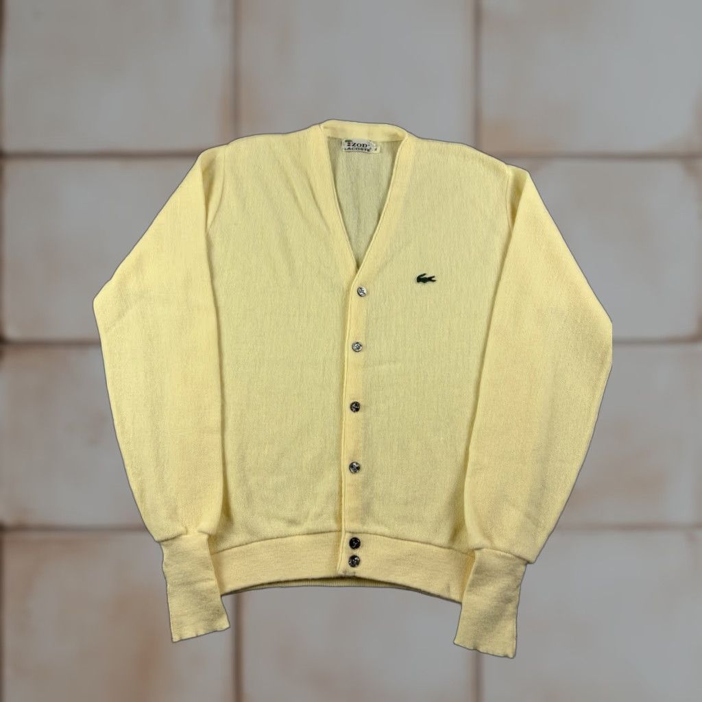 Lacoste VINTAGE Lacoste Izod Cardigan Sweater Men’s XL White 80s Button V-Neck Knit Acrylic Solid Cream/White Mens9 Size US XL / EU 56 / 4 - 1 Thumbnail