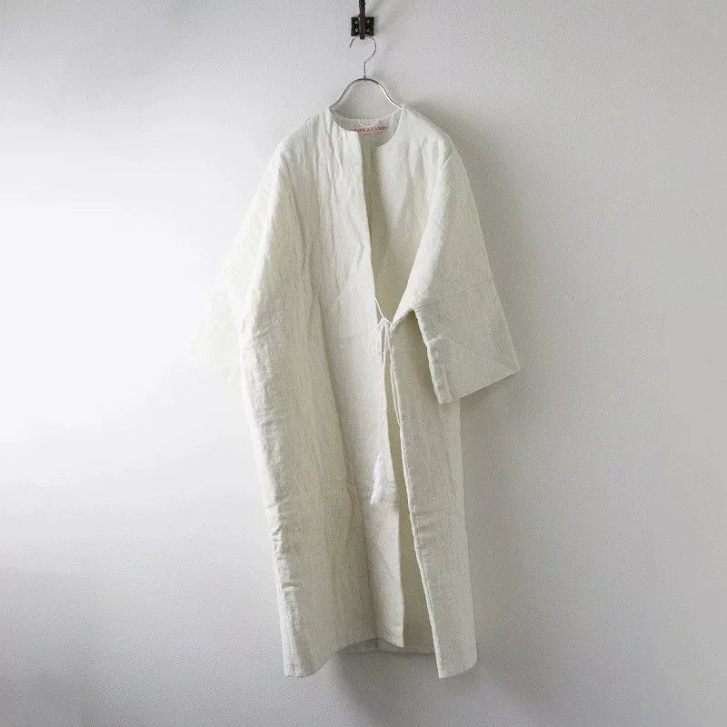 Other TOWAVASE White Linen Long Quilted Coat Size M / US 6-8 / IT 42-44 - 1 Thumbnail