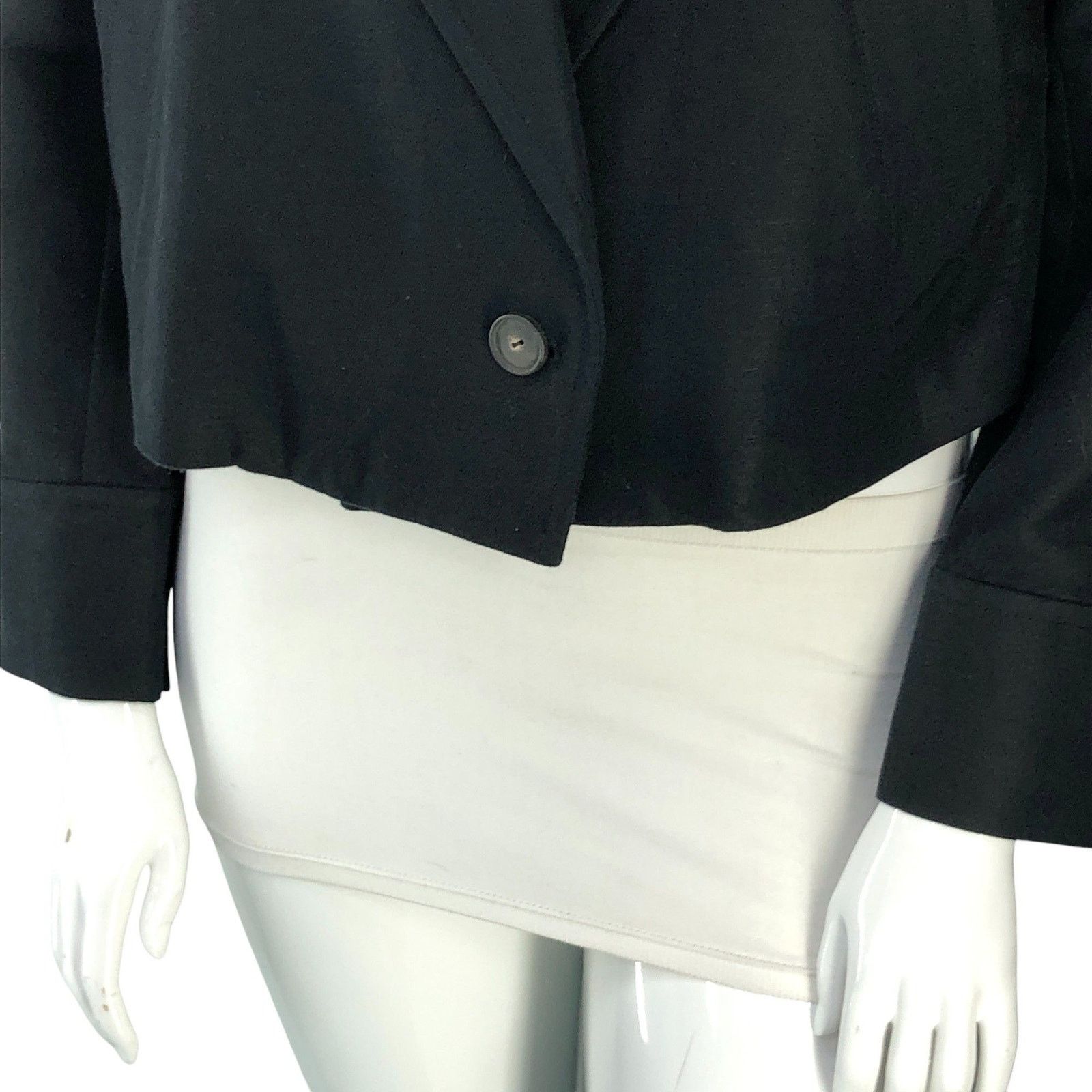 Vince Vince Jacket L Black Cropped Single Button Notch Lapel Linen Size L / US 10 / IT 46 - 3 Thumbnail