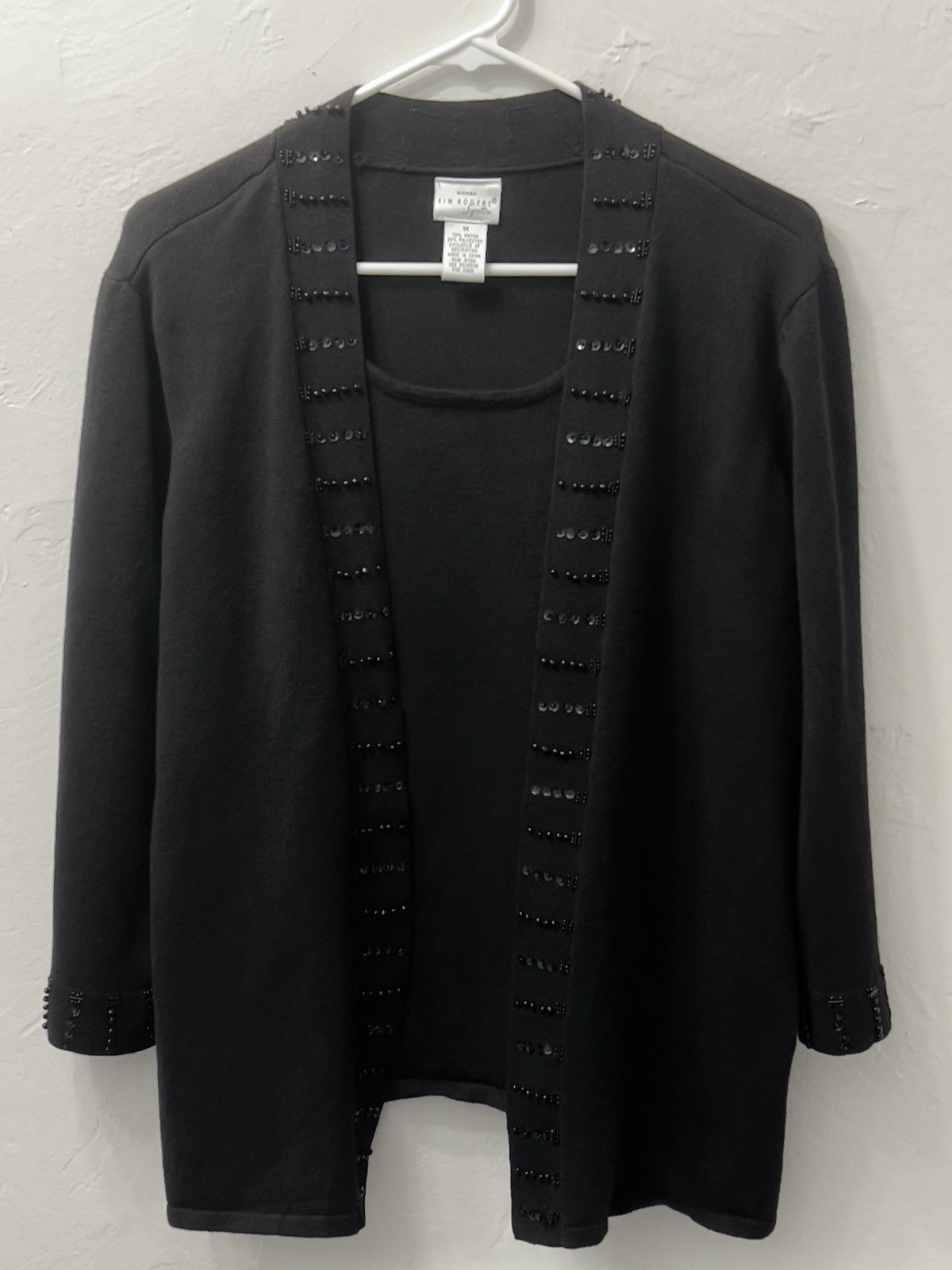 Other 2-in-1 Black Beaded Trim Cardigan w/ Built-in Tank Size XL / US 12-14 / IT 48-50 - 1 Thumbnail