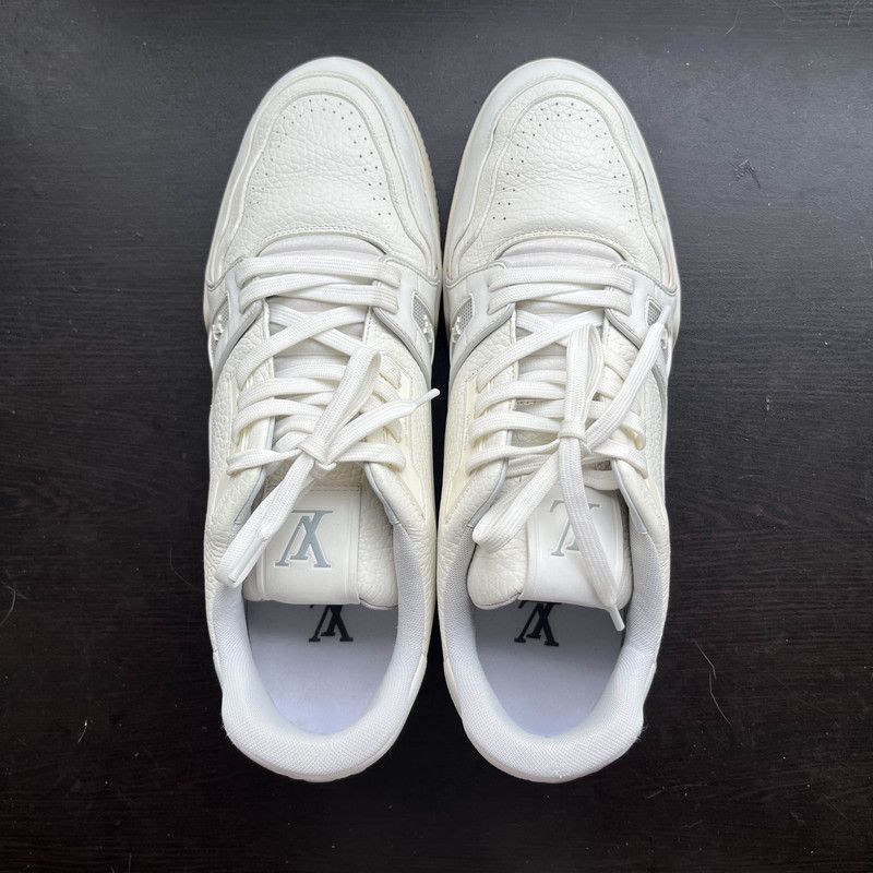 Louis Vuitton Louis Vuitton White Leather Low-Top Trainers - Size US 10.5 / EU 43-44 - 6 Thumbnail