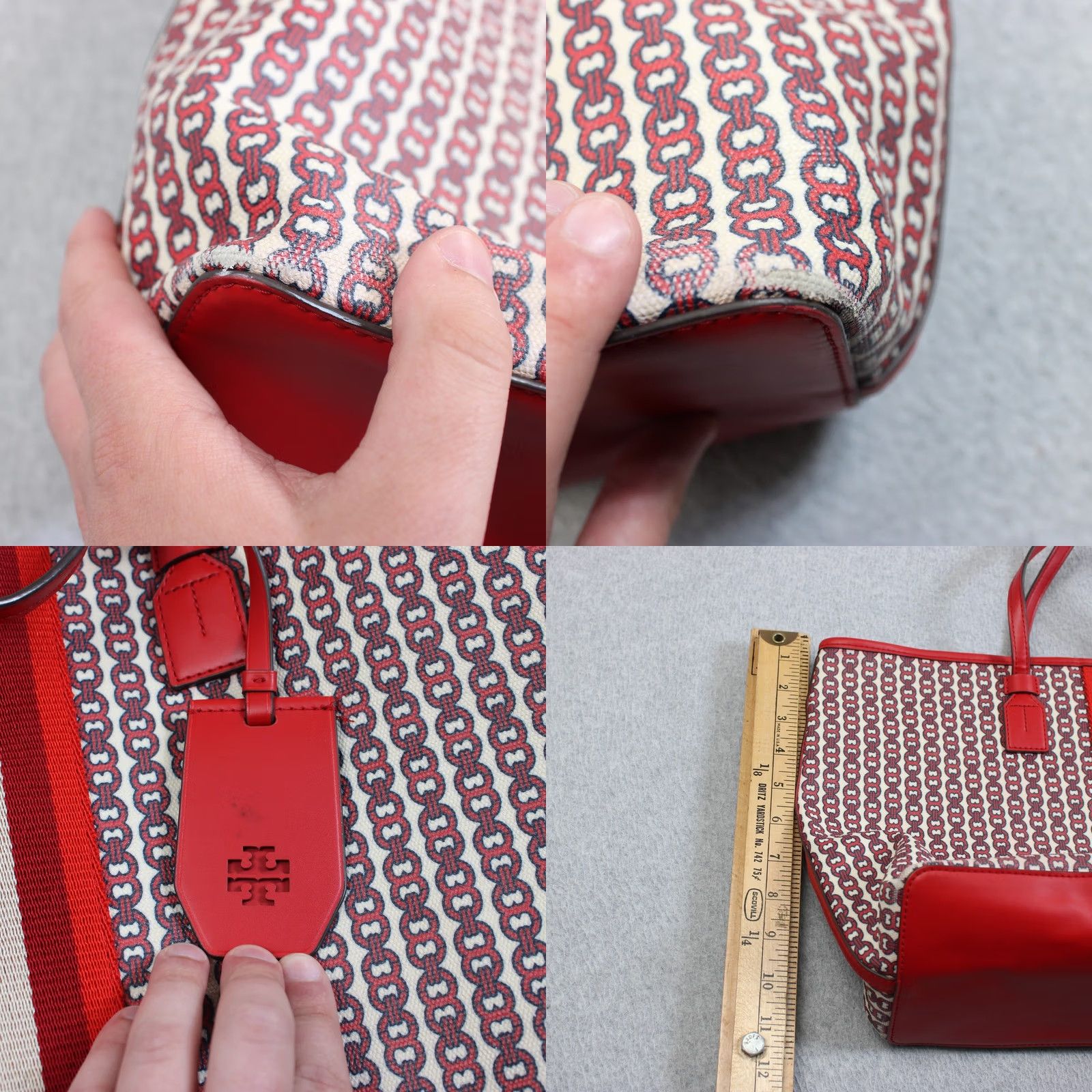 Tory Burch Tory Burch Tote Bag Women Large Red Leather Canvas Purse Luxury Carryall READ Size ONE SIZE - 8 Thumbnail