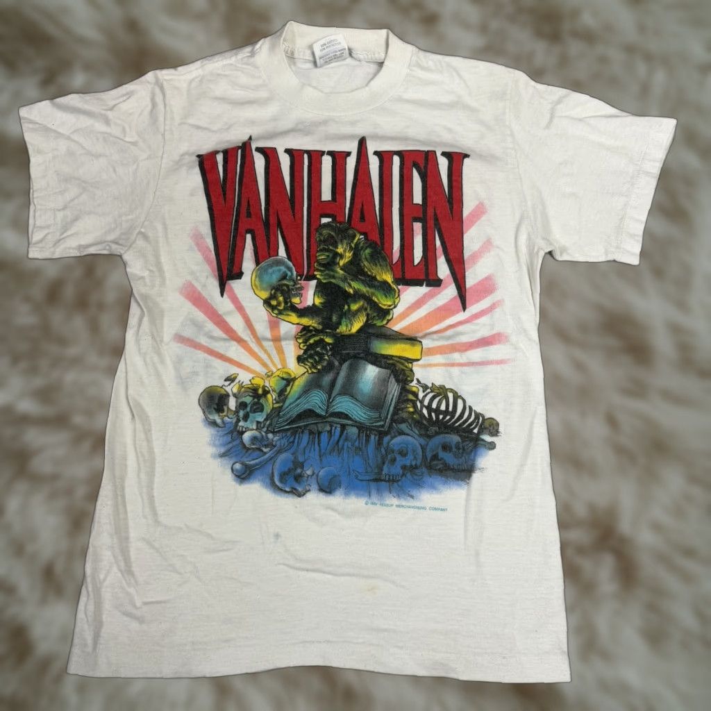 Vintage Van Halen 1988 Monsters of Rock Tour T Shirt Ape Graphics White Tag M womens XXS Size XXS / US 00 / IT 34 - 1 Thumbnail