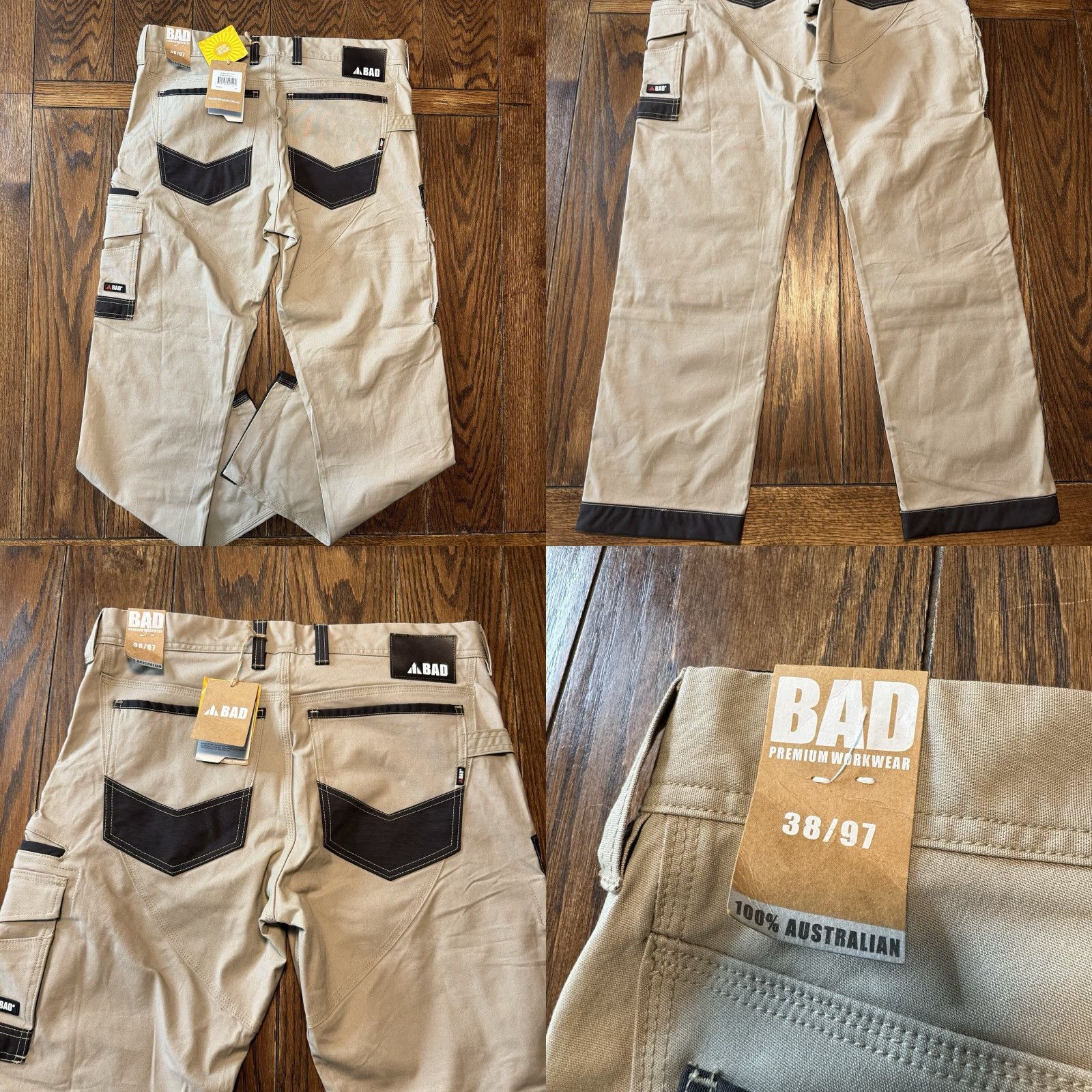 Vintage Bad Attitude Straight Pants Khaki Workwear 38x34 Men Regular Beige Canvas Dress Pants Front Flat 38x34 New Australian Owned Size US 38 / EU 54 - 8 Thumbnail