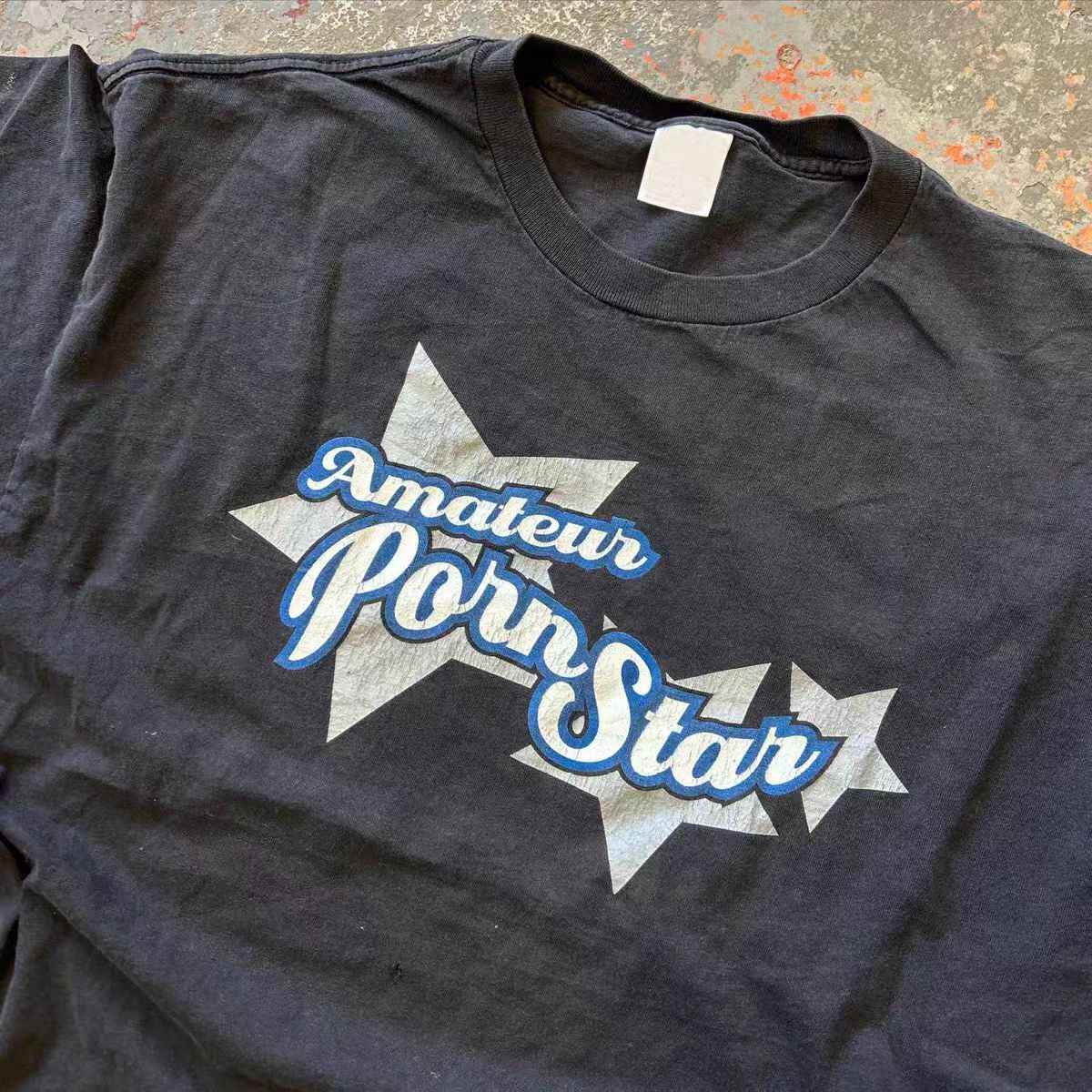 Vintage Black Washed Vintage Star-Print T-Shirt Size US M / EU 48-50 / 2 - 2 Thumbnail