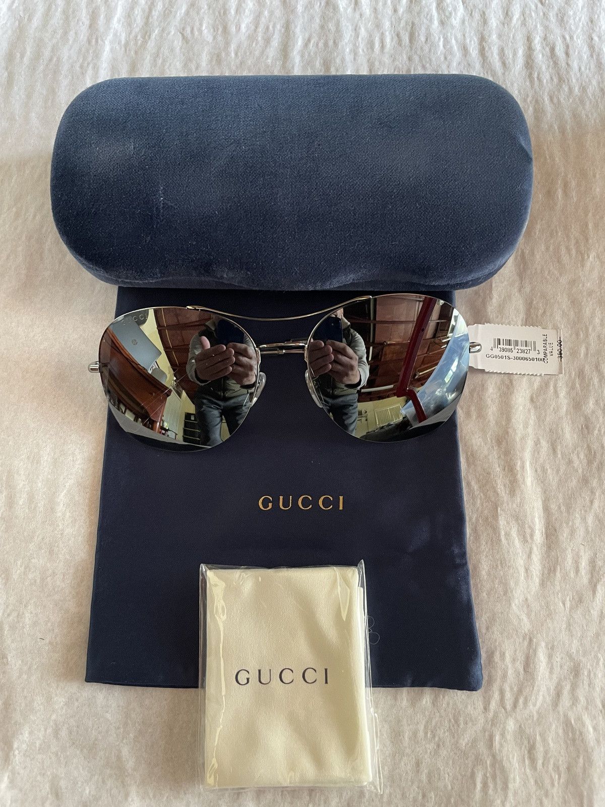 Gucci Gucci GG0501S 007 Gunmetal Grey Pilot Sunglasses Size ONE SIZE - 4 Thumbnail