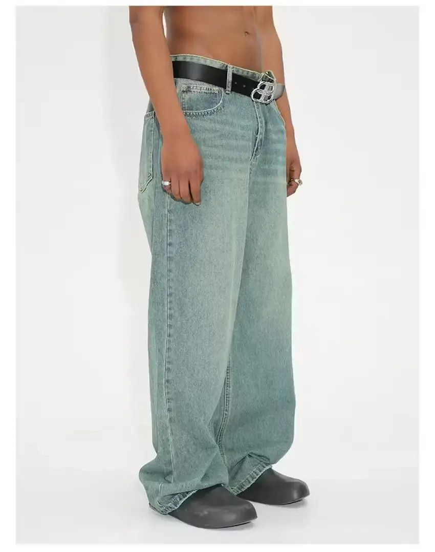 Designer × Japanese Brand Faded wash baggy straight-leg jeans Size US 34 / EU 50 - 2 Thumbnail