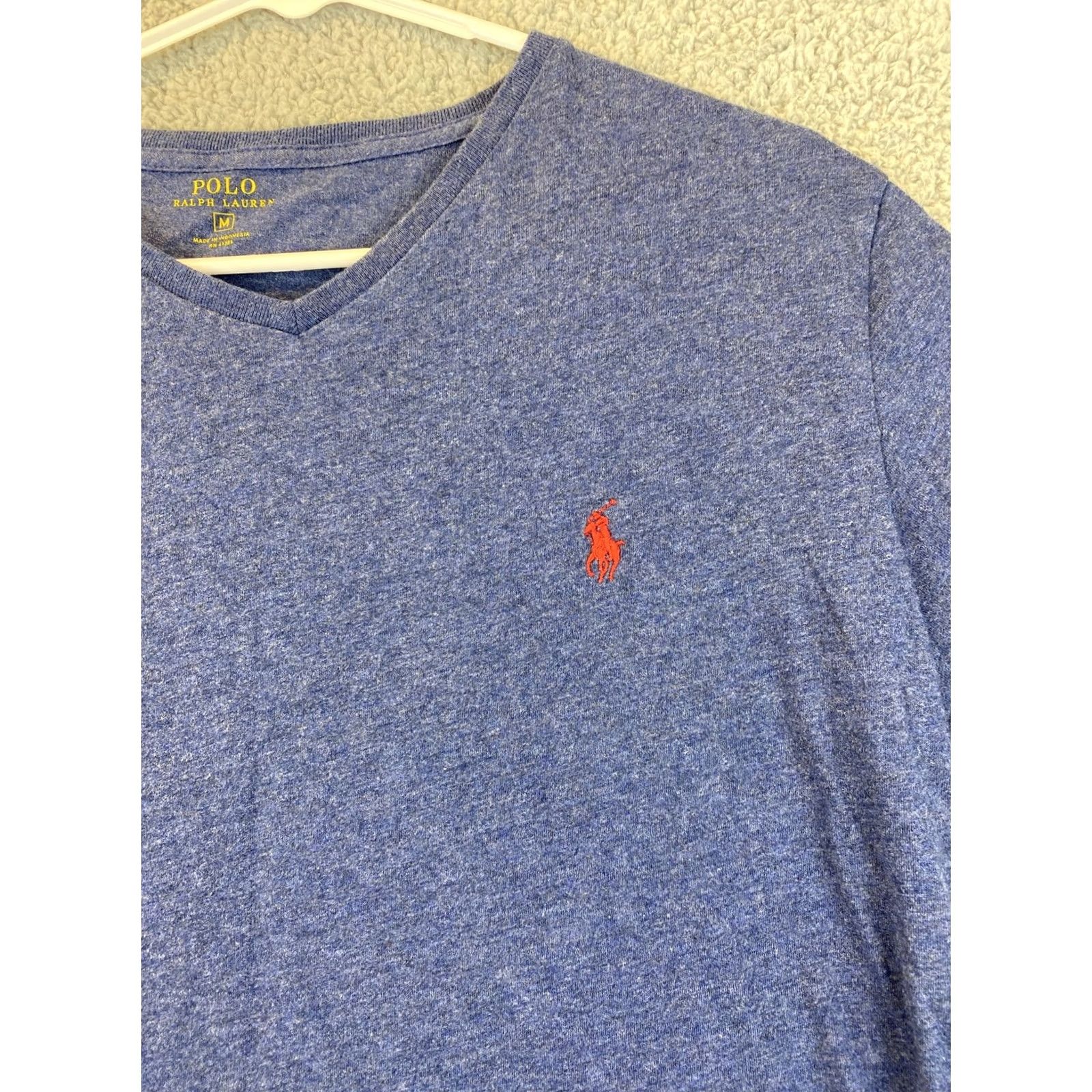 Levi's Polo Ralph Lauren T-Shirt Men M Cotton V-Neck Logo Short Sleeve Blue 100% Cotton Regular Fit Graphic Tee Casual Mens Size US M / EU 48-50 / 2 - 2 Thumbnail