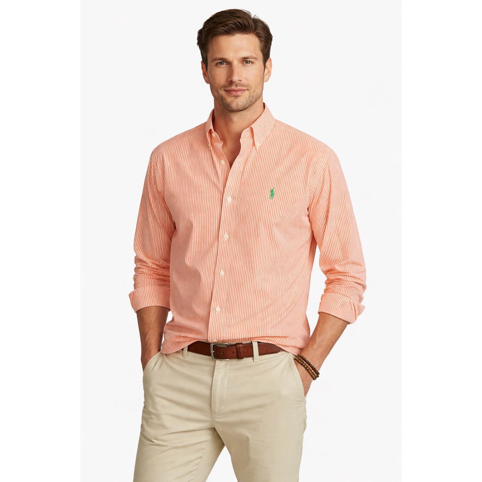 Ralph Lauren Ralph Lauren Classics Orange White Stripe Button Shirt XL Size US XL / EU 56 / 4 - 1 Thumbnail