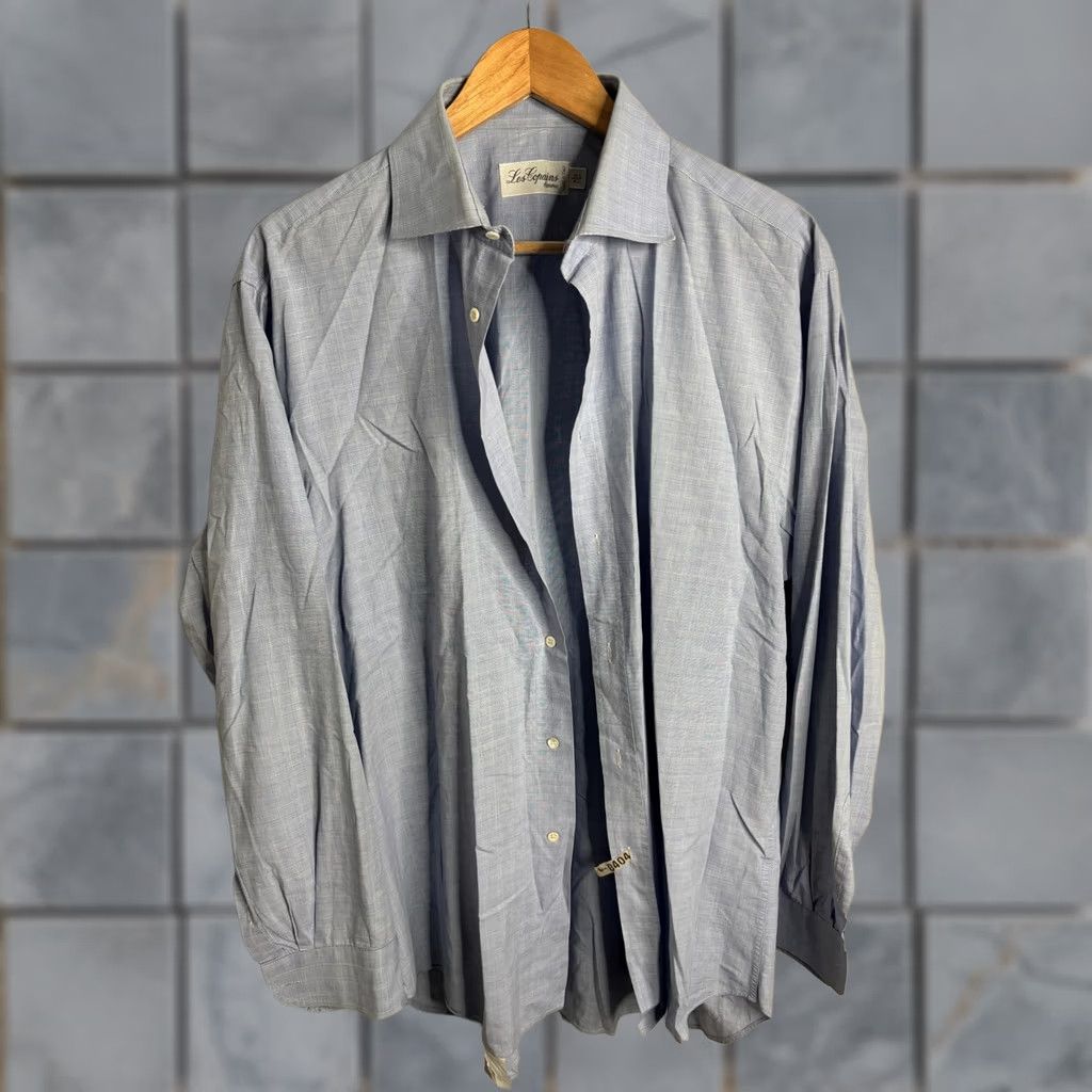 Les Copains Les Copains Shirt Mens 16.5 Blue Check Made In Italy Dress Long Sleeve Shirt Dress Shirt Mens Blue Check 16.5 Italy Business Workwear Size 46R - 1 Thumbnail