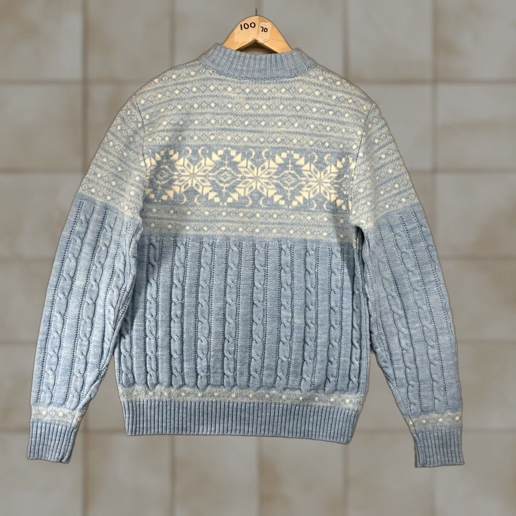 Jantzen VINTAGE Jantzen Sweater Women L Powder Blue Mixed Knit Snowflakes EUC Size L / US 10 / IT 46 - 1 Thumbnail