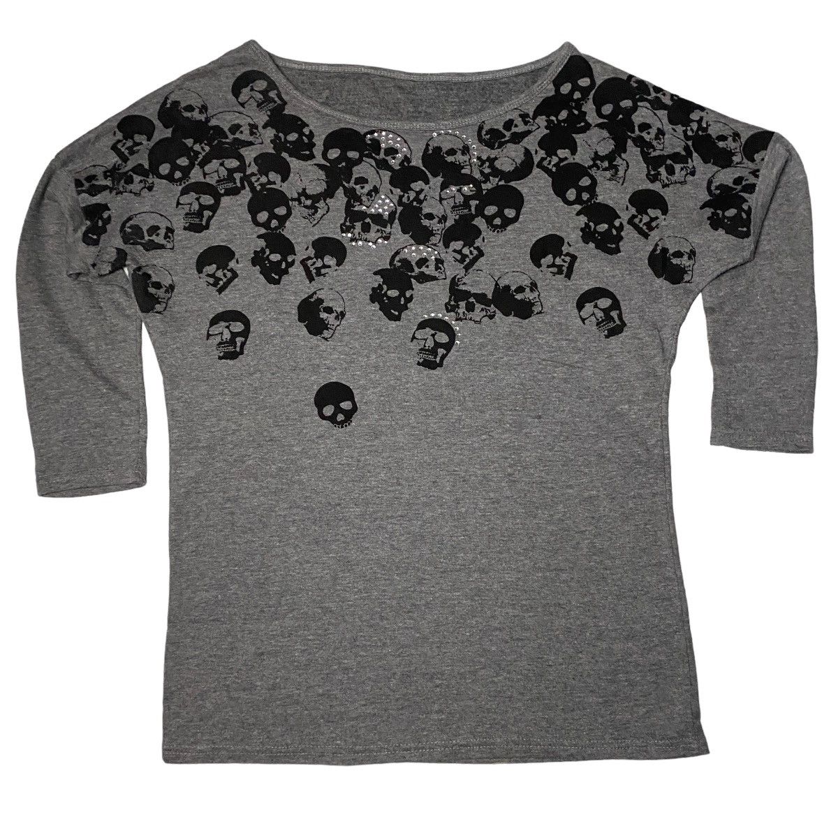 image of 14Th Addiction x Kmrii Skull Studded Bones Ifsixwasnine Style Raglan in Grey, Men's (Size Medium)