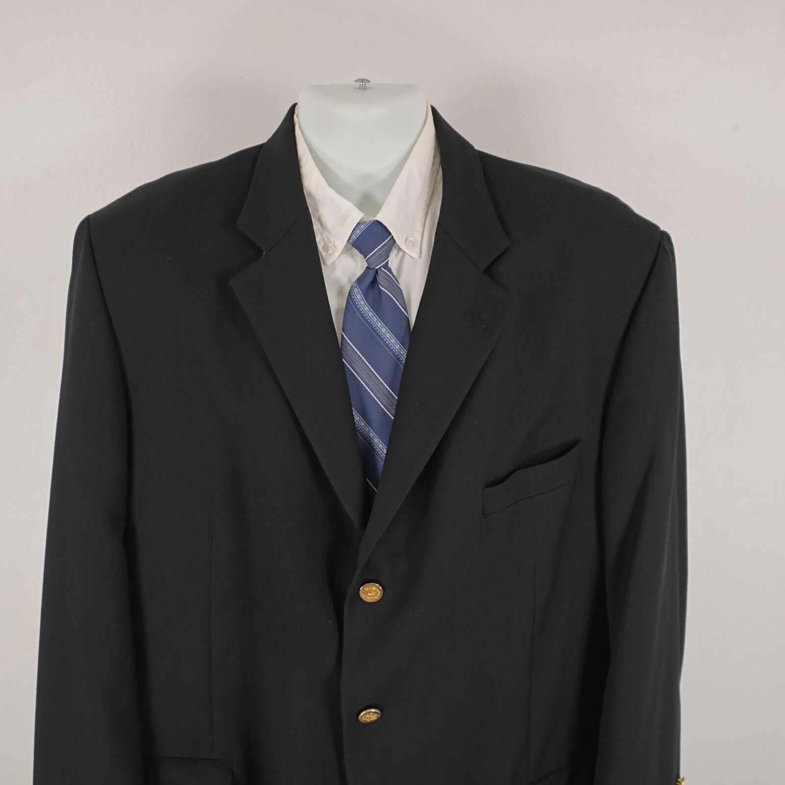 Pronto Uomo Pronto Uomo Thick Textured Worsted Wool Black 3 Gold Button Size 48L - 1 Thumbnail