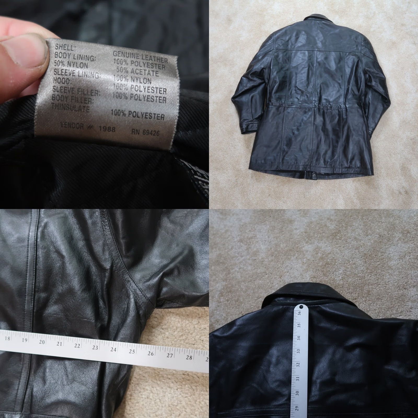 Vintage VINTAGE Wilsons Black Leather Jacket Men's XLT Full Zip Insulated Coat Size US XL / EU 56 / 4 - 8 Thumbnail