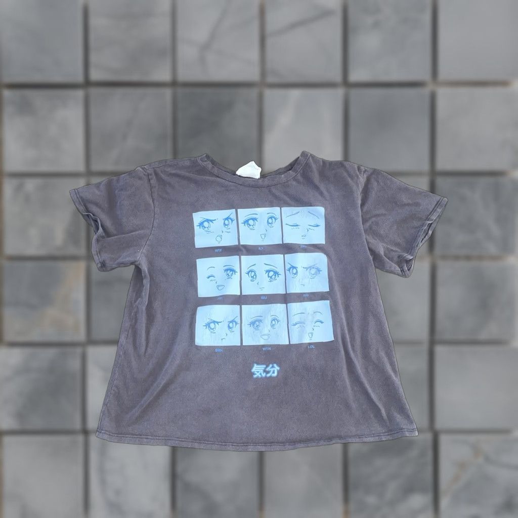 Vintage French Pastry Women’s Anime Reaction Crop Top Shirt Grey Large Size L / US 10 / IT 46 - 1 Thumbnail
