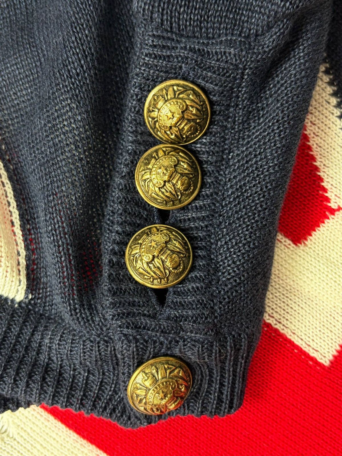 Balmain 2016 BALMAIN runway distressed Union Jack knit sweater Size US S / EU 44-46 / 1 - 5 Thumbnail