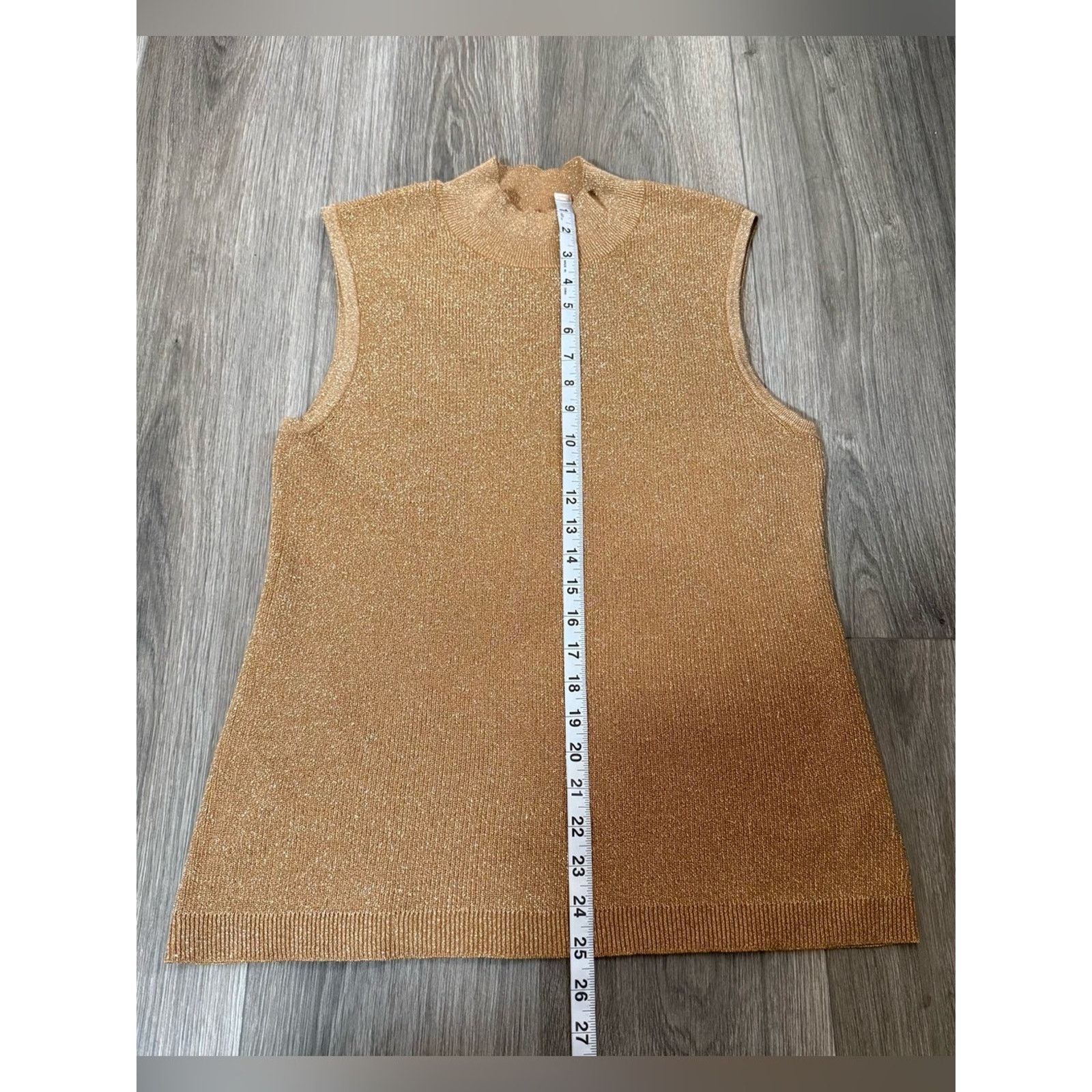 Elie Tahari Tahari ASL Camel/Gold Sleeveless Mock Neck Sweater Sz L NWT Size L / US 10 / IT 46 - 10 Thumbnail