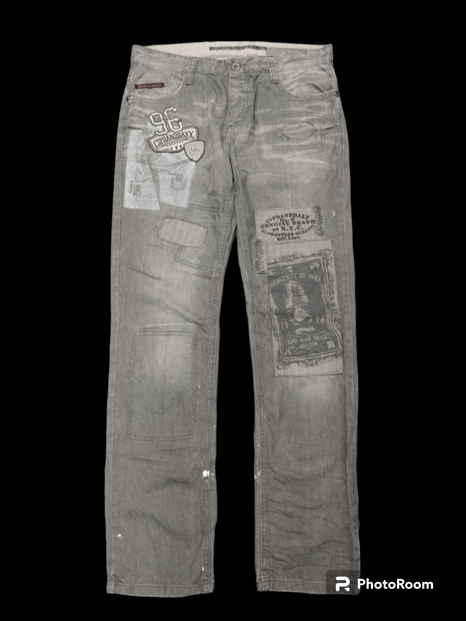 Image of Hype x Hysteric Glamour Sick Pacthwork Cipo&baxx Denim Pants in Grey, Men's (Size 33)