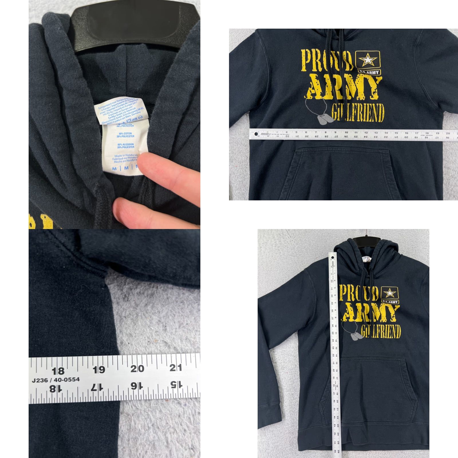 Port & Company Army Girlfriend Hoodie Adult Medium Black Cotton Blend Jersey Long Sleeve Pocket Size US M / EU 48-50 / 2 - 8 Thumbnail