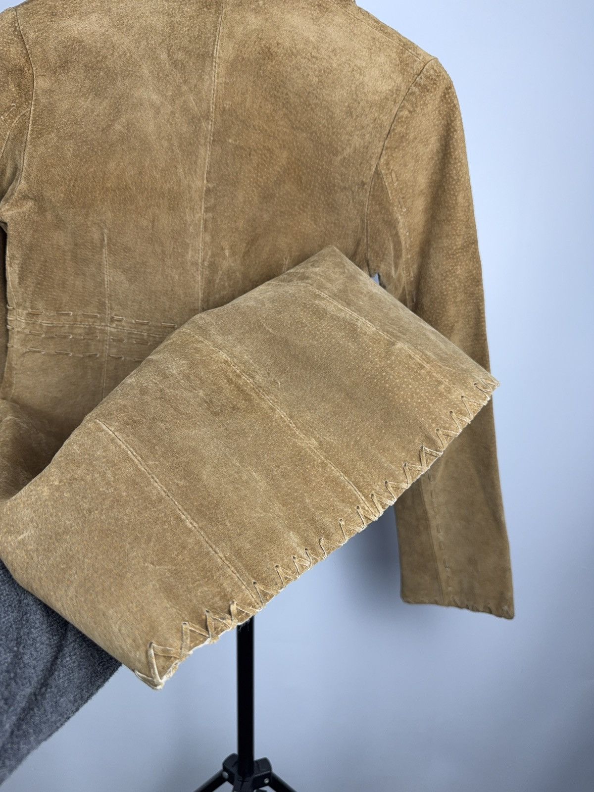 Genuine Leather Western Y2K Suede Leather Boho Coat Tan Whipstitch Jacket Size XS / US 0-2 / IT 36-38 - 13 Thumbnail