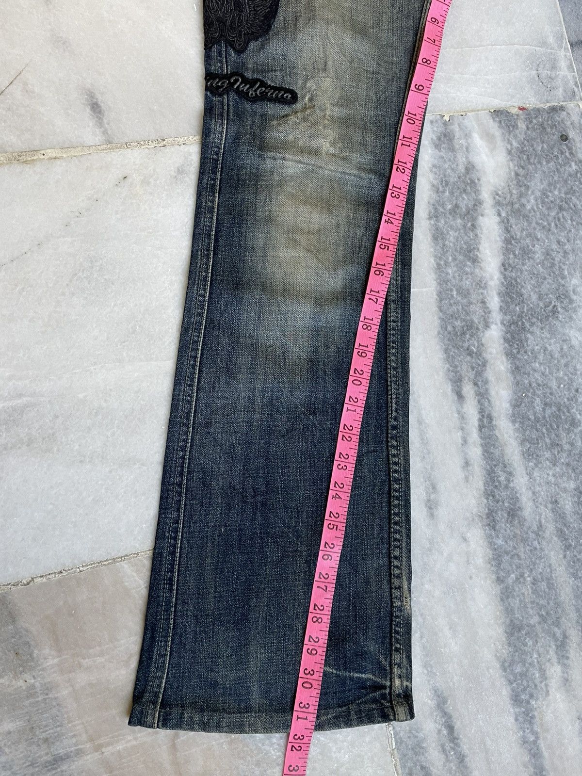 Le Grande Bleu (L.G.B.) Semantic Design LGB Style Flare Denim Pants Size US 31 - 15 Thumbnail