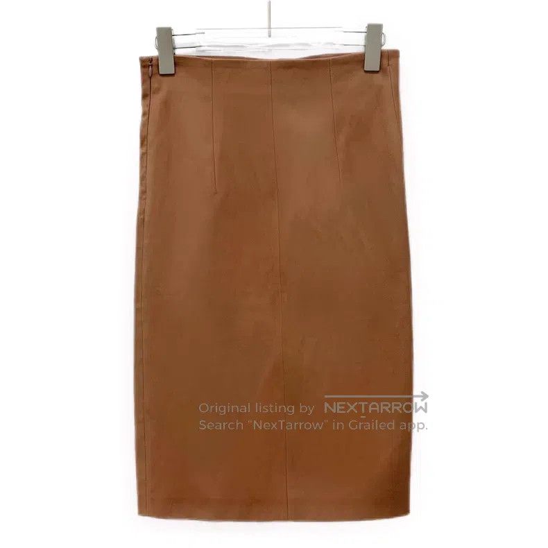 Brunello Cucinelli Brunello Cucinelli Brown leather casual half-skirt Size 26" / US 2 / IT 38 - 2 Thumbnail