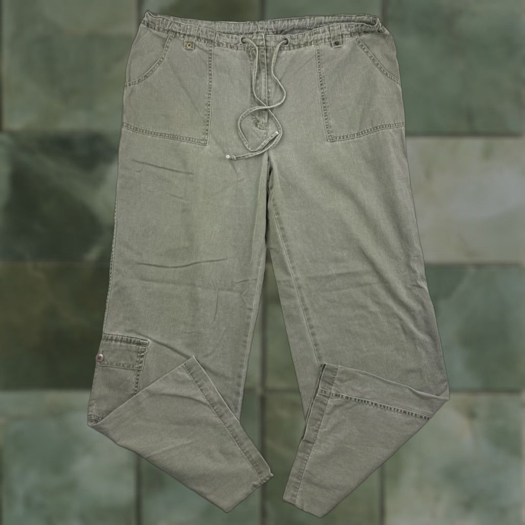 Vintage VINTAGE Fashion Bug Pants Womens 16 Casual Cargo Drawstring Pockets 80s Safari Grn Size 38" / US 16 / IT 52 - 1 Thumbnail