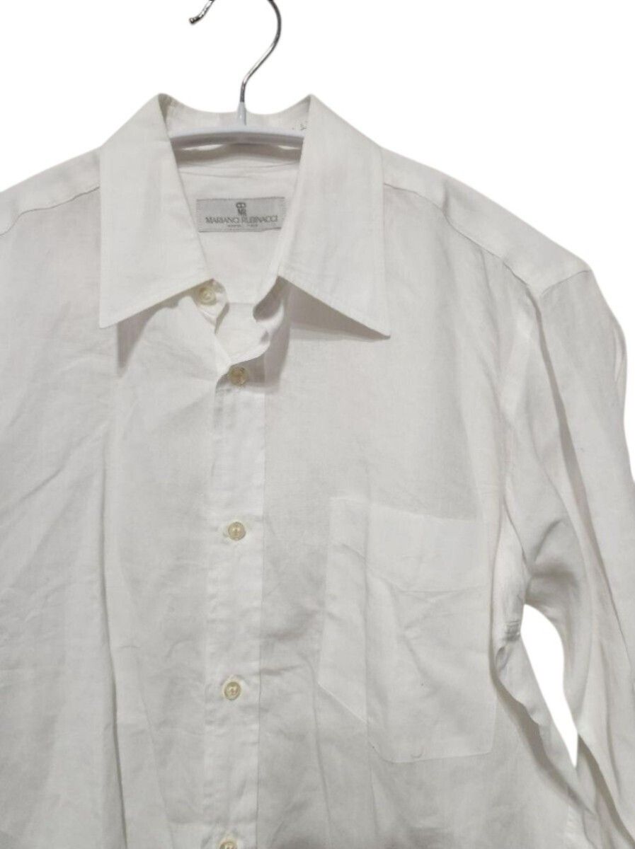 Rubinacci Linen-Cotton Blend White Shirt Size US S / EU 44-46 / 1 - 1 Thumbnail