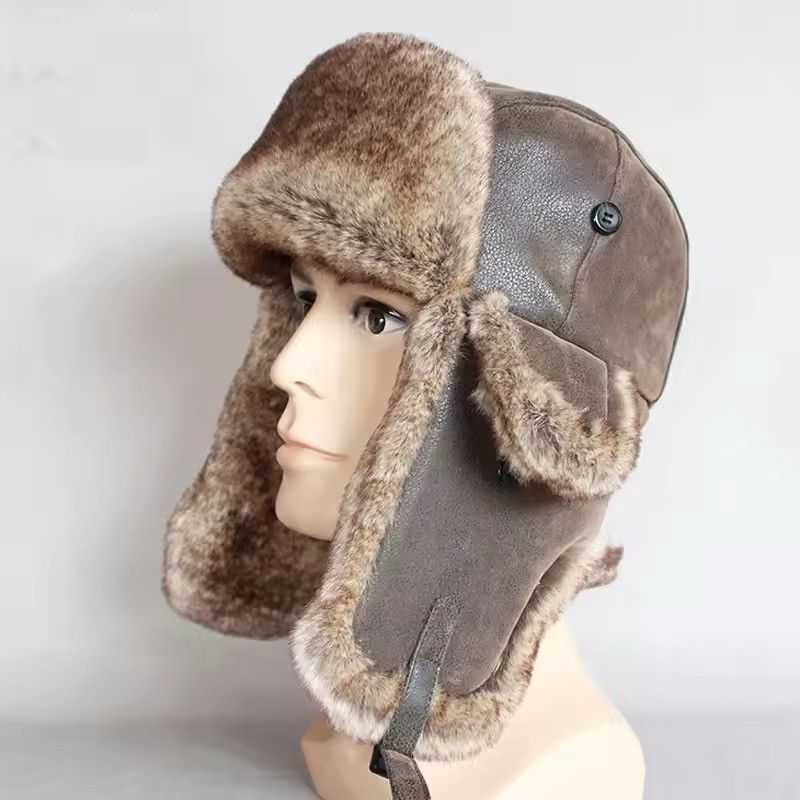 Japanese Brand PU Leather Winter Bomber Hat Size M Size ONE SIZE - 1 Thumbnail