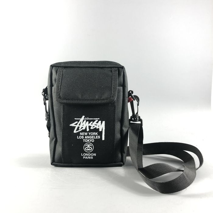 Stussy Mini Stussy Sling Bag Canvas Crossbody Shoulder Bag Black