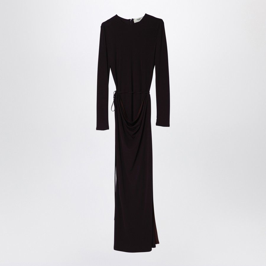 Fendi o1d2blof0824 Draped Long Dress Jersey in Dark Grey Size XS / US 0-2 / IT 36-38 - 1 Thumbnail