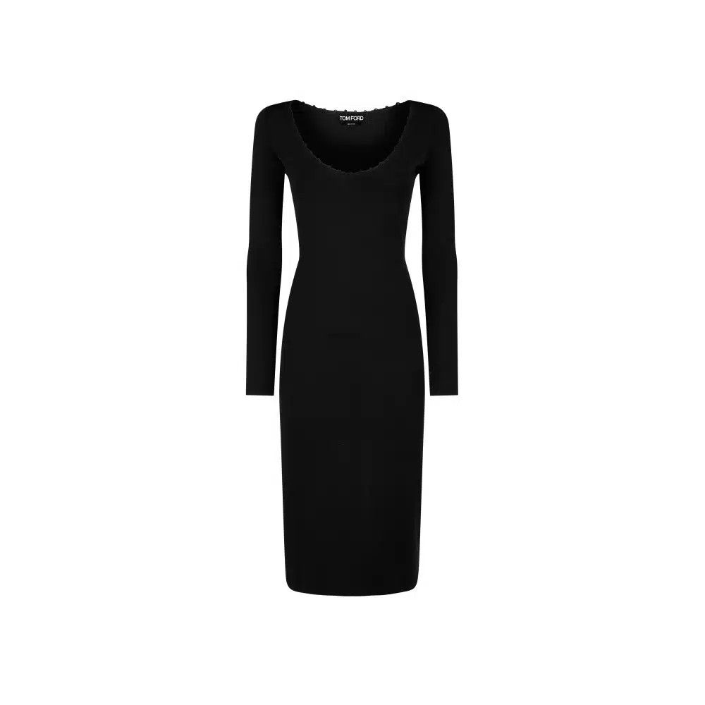Tom Ford o1loc1c1224 ACK373 Knitted Dress in Black Size L / US 10 / IT 46 - 1 Thumbnail