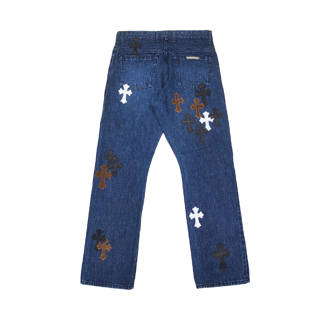 Chrome Hearts Chrome Hearts Black & White & Brown Patch Flame Knee Jeans Size US 32 / EU 48 - 2 Thumbnail