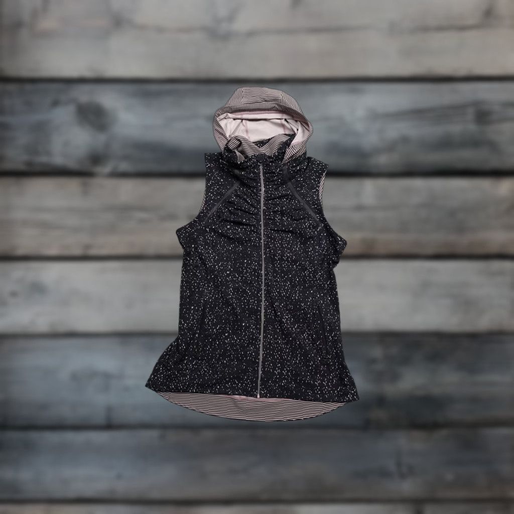 Lululemon Lululemon Windbreaker Vest Womens 8 Black Flecked Hooded Sleeveless Jacket Hood Size M / US 6-8 / IT 42-44 - 1 Thumbnail