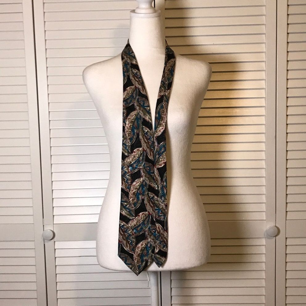 Other 7th Avenue Leaf Pattern Short Wide Mens Necktie Size ONE SIZE - 4 Thumbnail