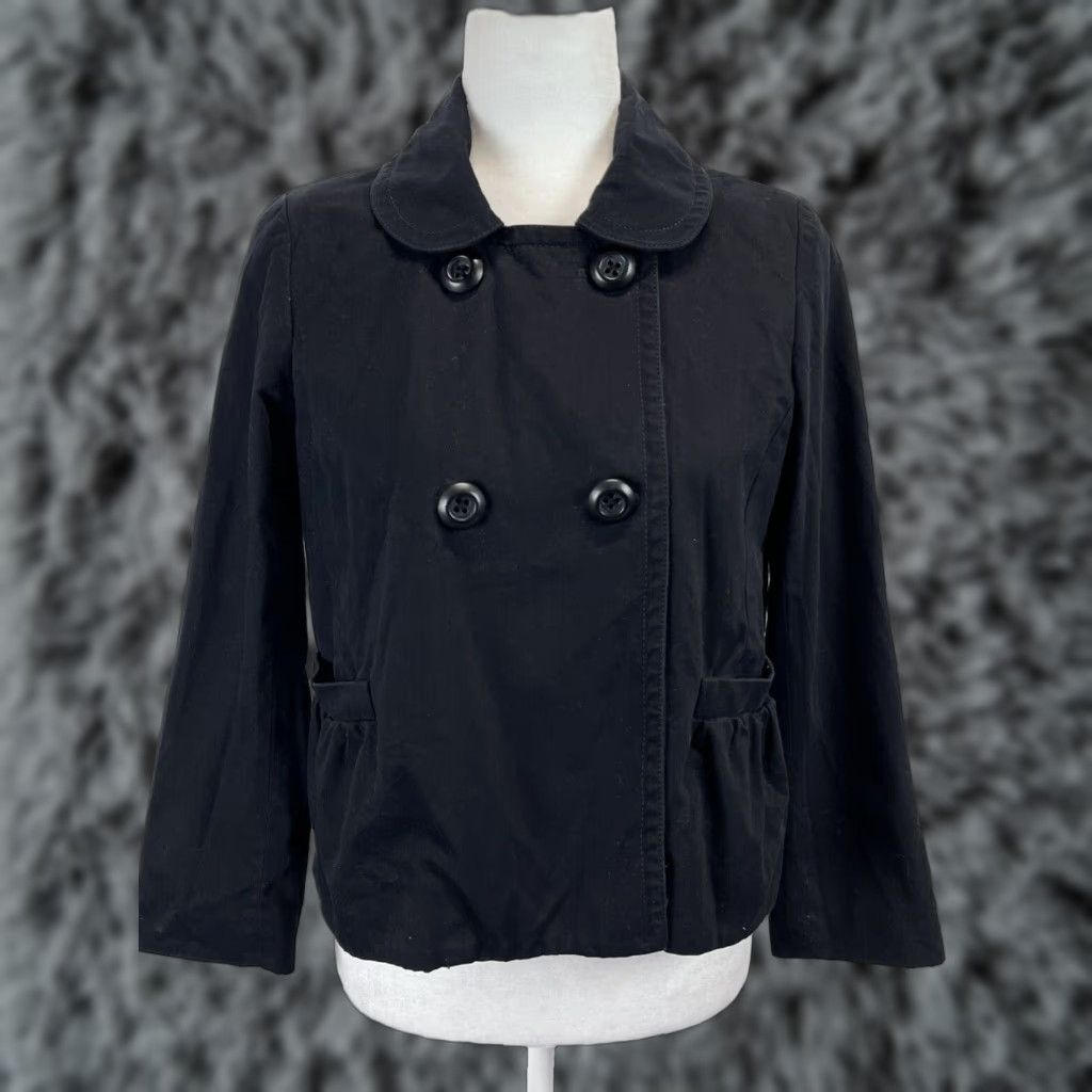 J.Crew VINTAGE J.CREW Short Double Breasted Jacket Womens Size 2 Black Lined Classic Nautical Preppy Knit? No, jacket. Size 26" / US 2 / IT 38 - 1 Thumbnail