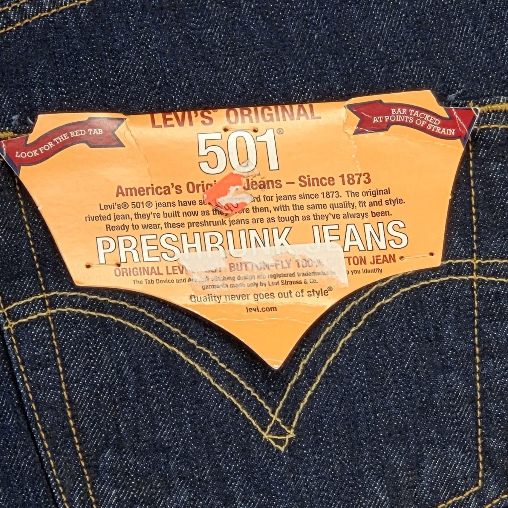 Levi's Levi's 501 Jeans Mens Indigo Blue New With Tags Deadstock 33x36 Denim Button Fly Straight Regular Fit Pockets Vintage: No Size US 33 - 4 Thumbnail