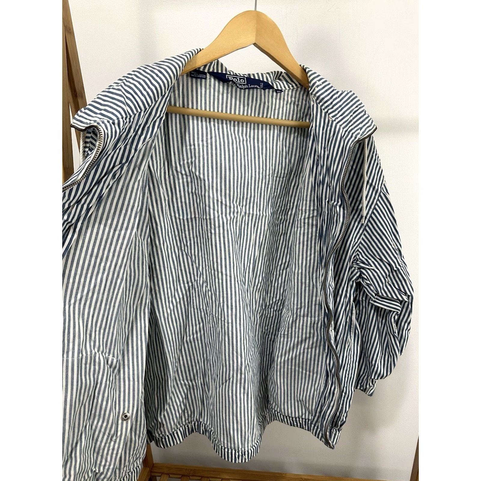 Polo Ralph Lauren VTG 90s Polo Ralph Lauren Pony Nautical Striped Boat Hooded Full Zip Jacket XL Mens Jacket Size US XL / EU 56 / 4 - 5 Thumbnail