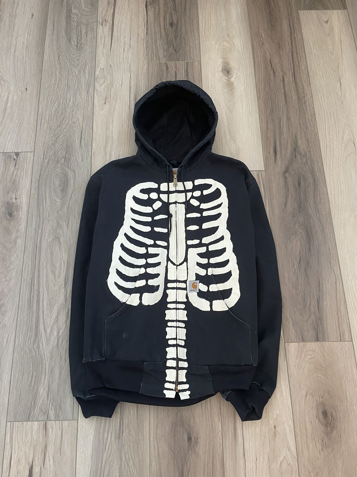 image of Carhartt Wip x One Of A Kind 1/1 Skeleton Carhartt Jacket in Optic White Skeleton, Men's (Size XL)