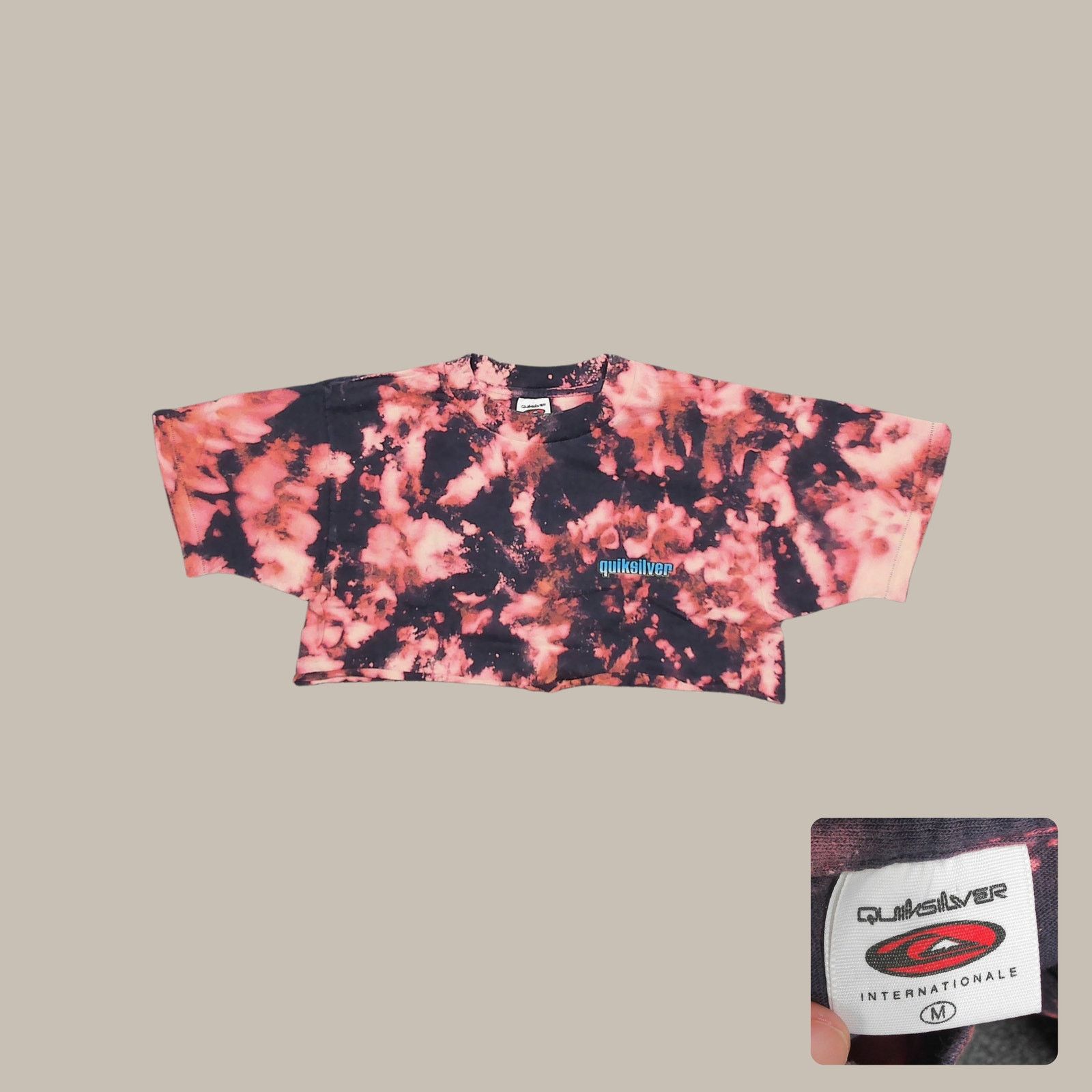 Quiksilver Quiksilver Vintage 90s Reverse Bleach Crop Single Stitch Tee Size M / US 6-8 / IT 42-44 - 1 Thumbnail