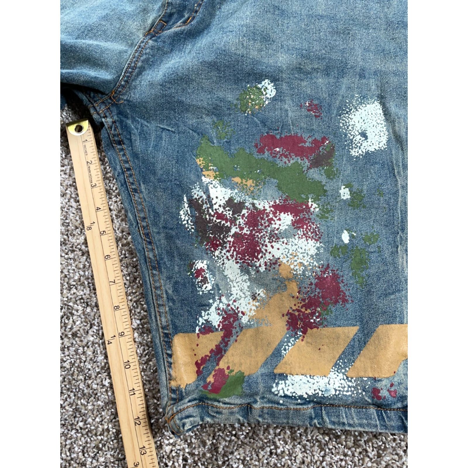 Denime VINTAGE FWRD Paint Splatter Denim Shorts Bermuda Mens 41 x 13 Blue 90s Hip Hop Retro, 44 Tag Men’s Regular Gender Mens Size US 41 - 6 Thumbnail